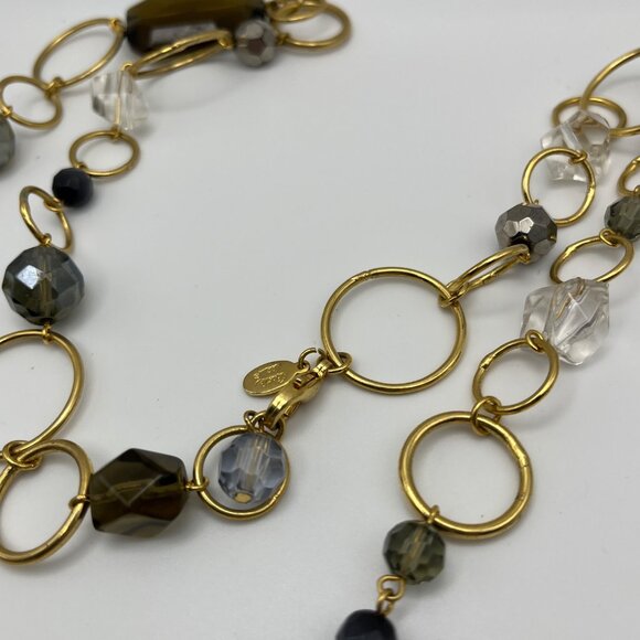 Cookie Lee Gold-Tone Chain Necklace W/ Mixed Beads & Rings Long Length Layered - Picture 4 of 9